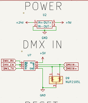picture of power and DMX IN