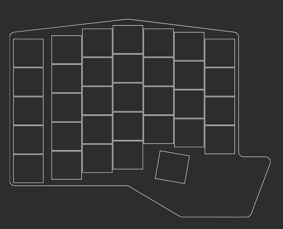layout of left half of keyboard plus borders