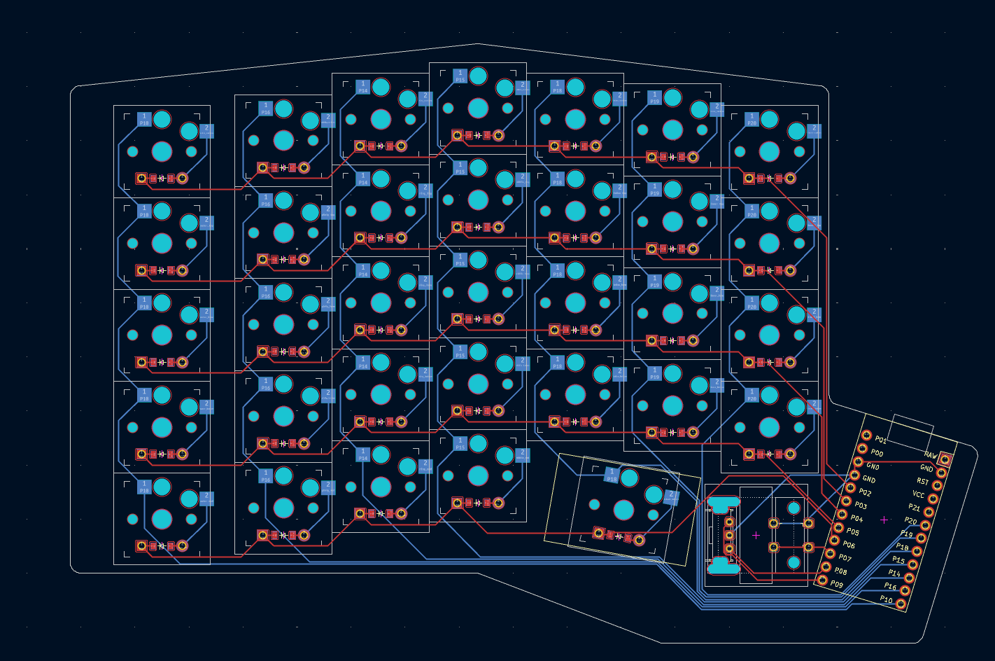 photo of the left half of my keyboard routed