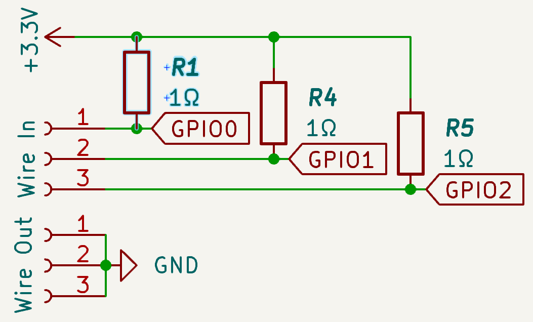 Image of all three voltage divider circuits with body wires and GPIO pins