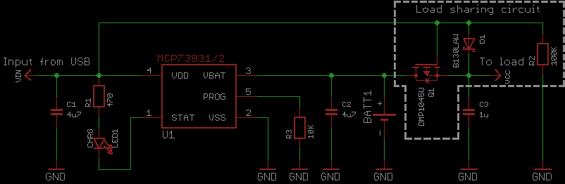 Example of charge circuit with load sharing