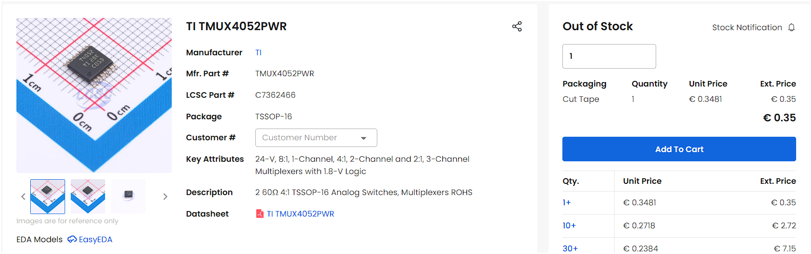 TMUX4052PWR not available