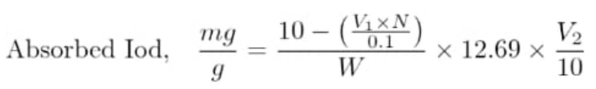 Equation 5 shows iodine number equation