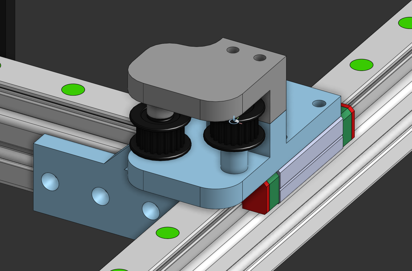 an x-axis dual-idler mount