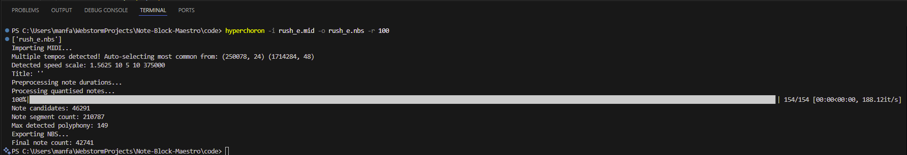 Rush E exported successfully