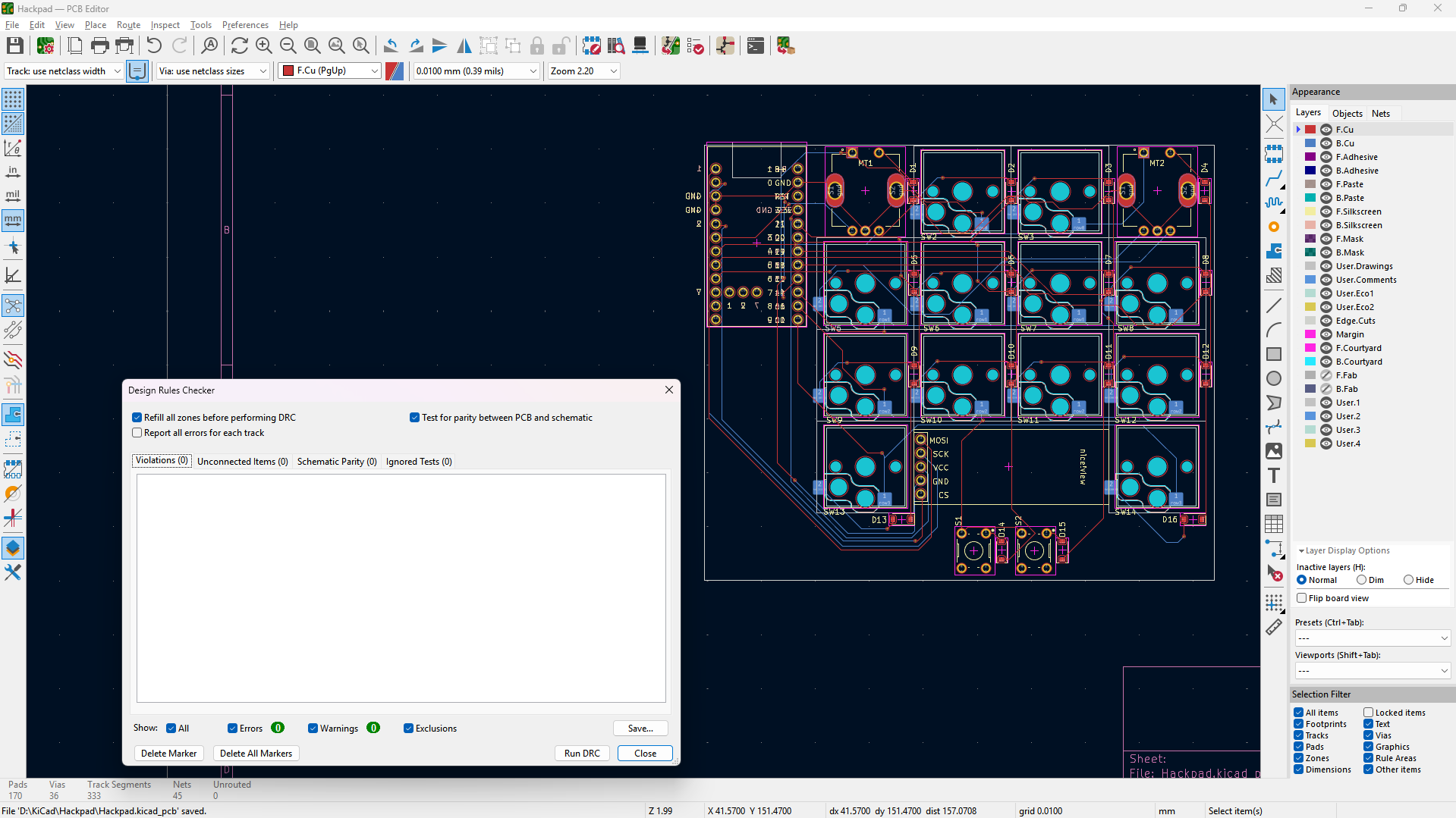 editor view of the wired pcb