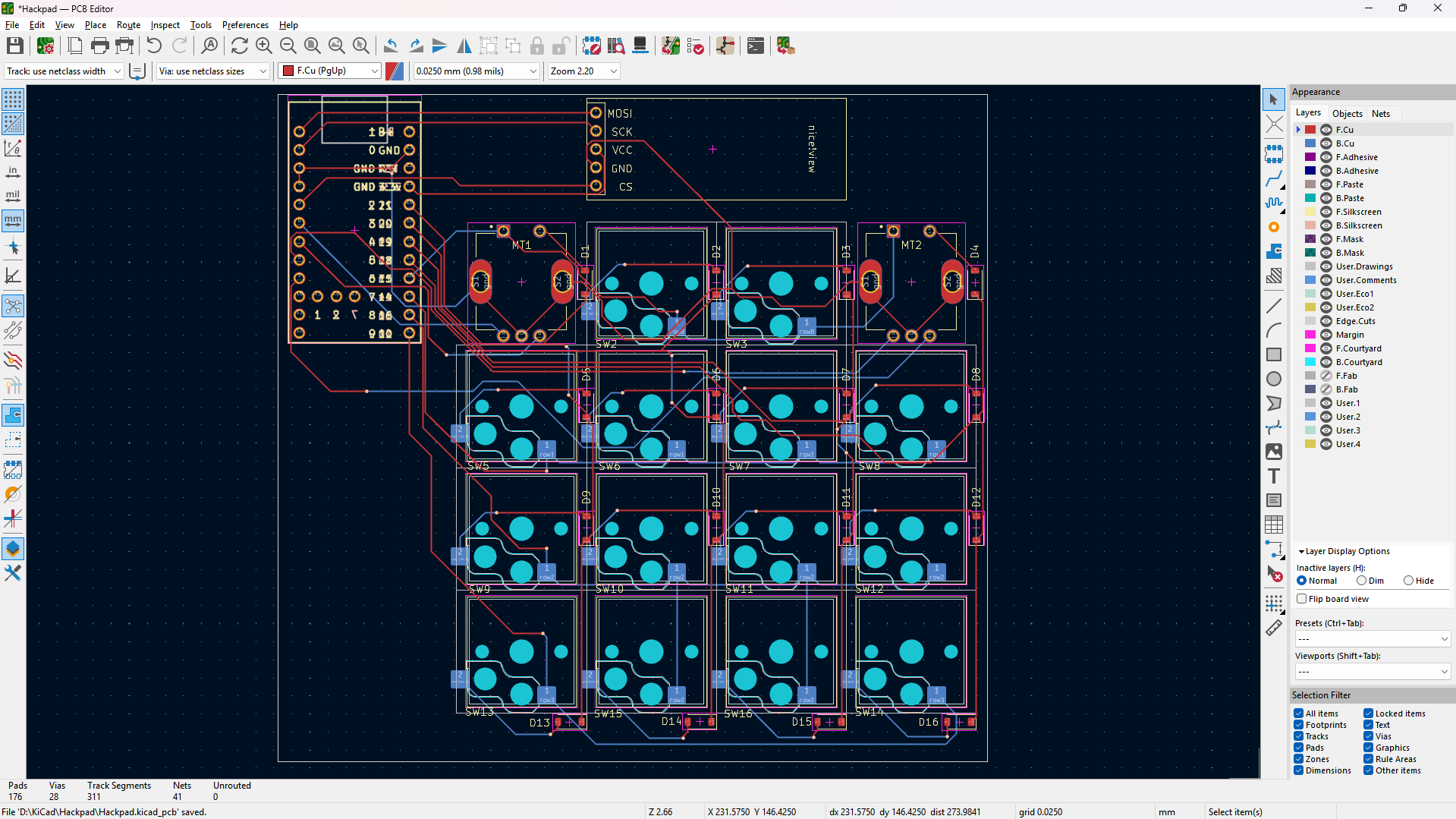 up updated pcb with microcontroller and display on the top now