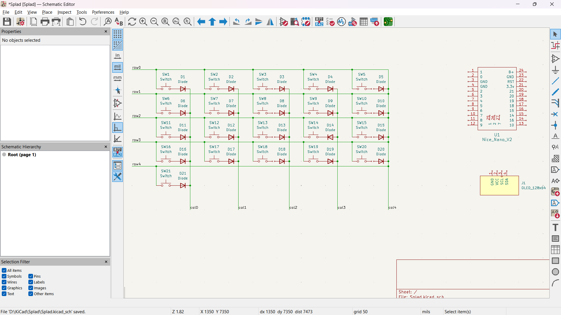 basic key matrix in kicad