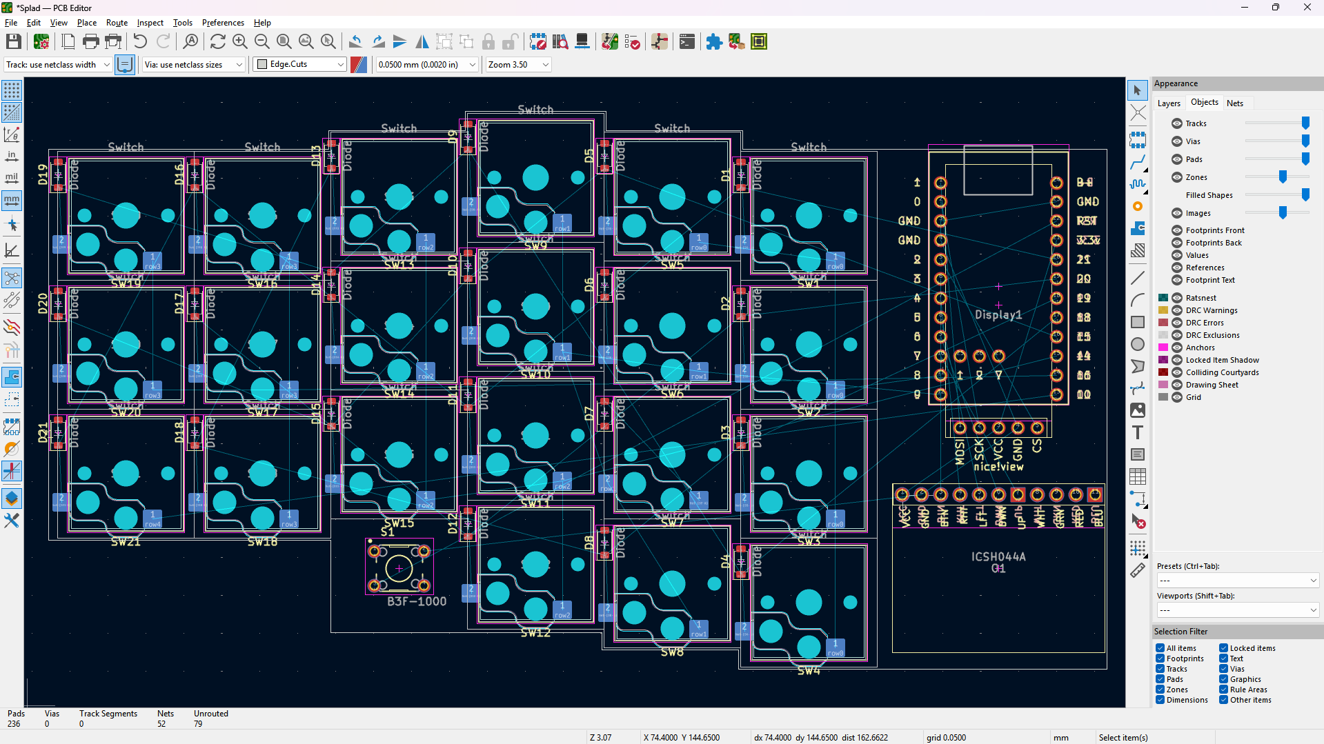 layed out pcb without routing