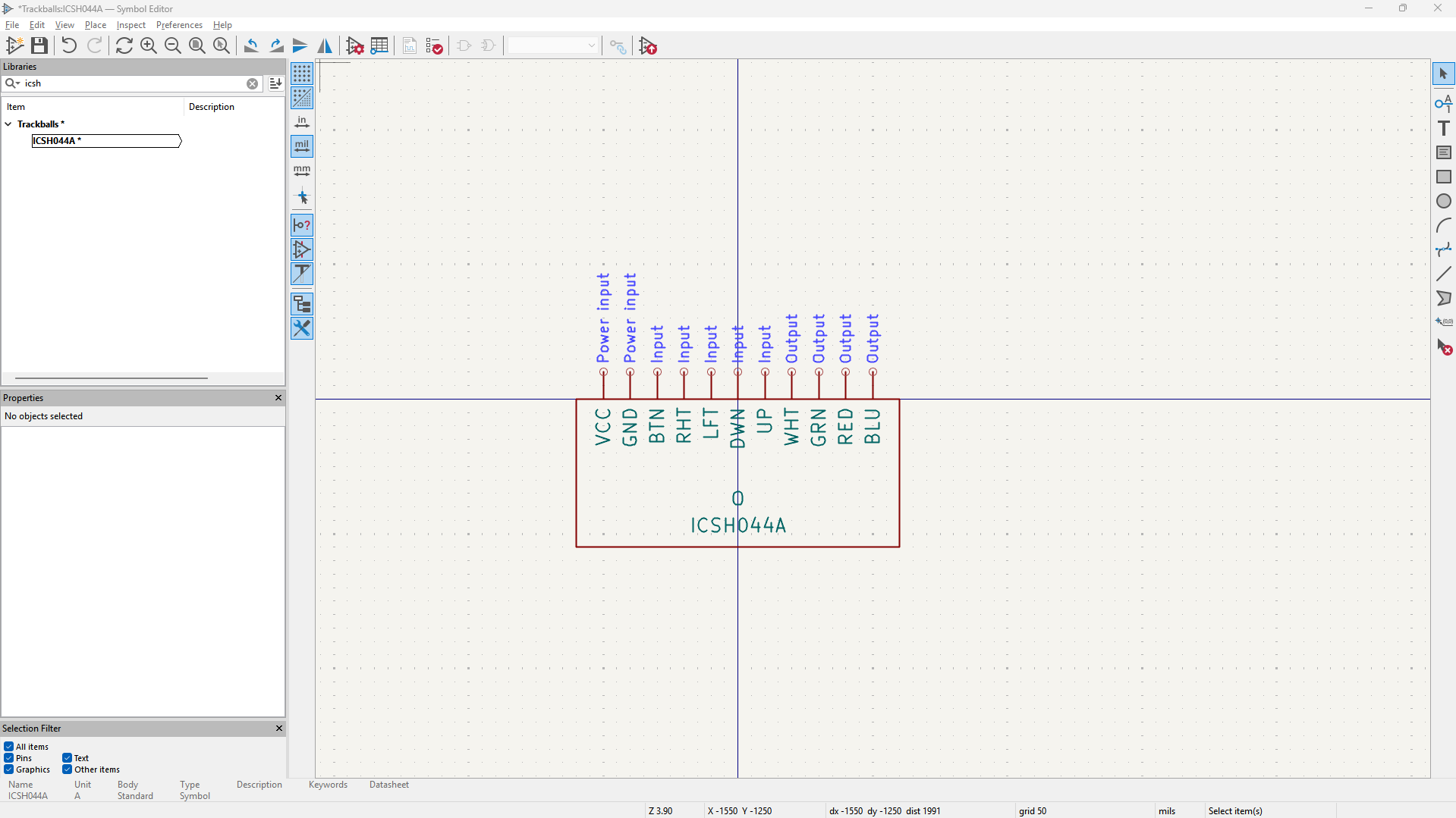 finished symbol in kicad for the ICSH044A