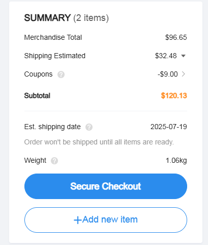 Picture of JLCPCB quote for the board