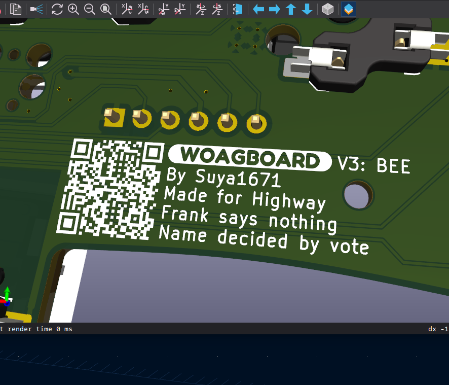 Silkscreen containing information about the board