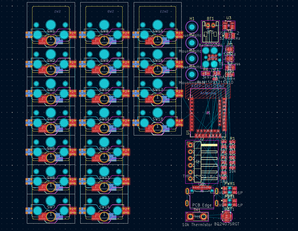 A grid of all PCB components/footprints the woagboard uses