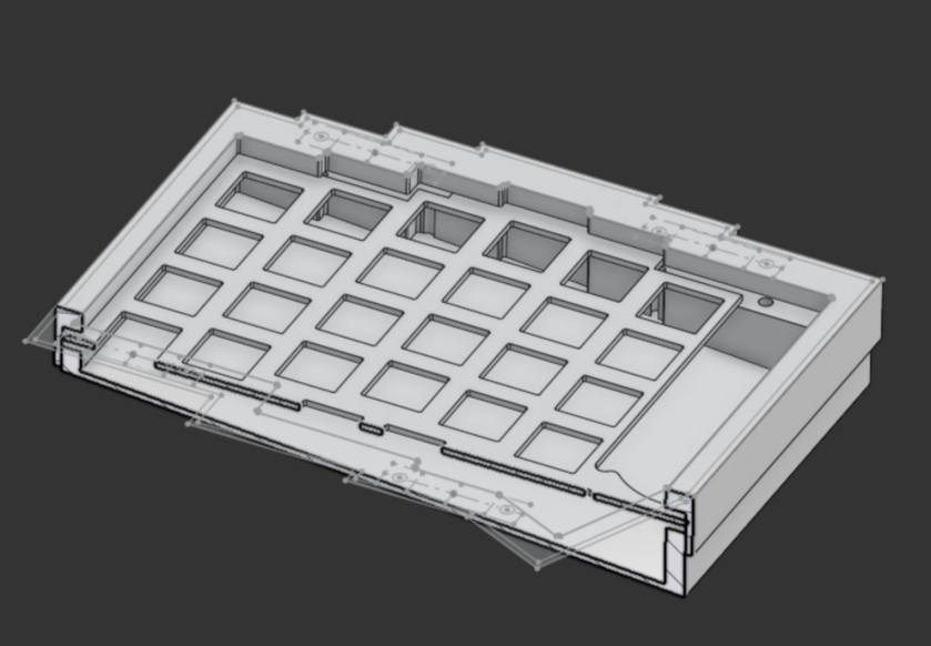 Part studio of case currently with some sketches shown