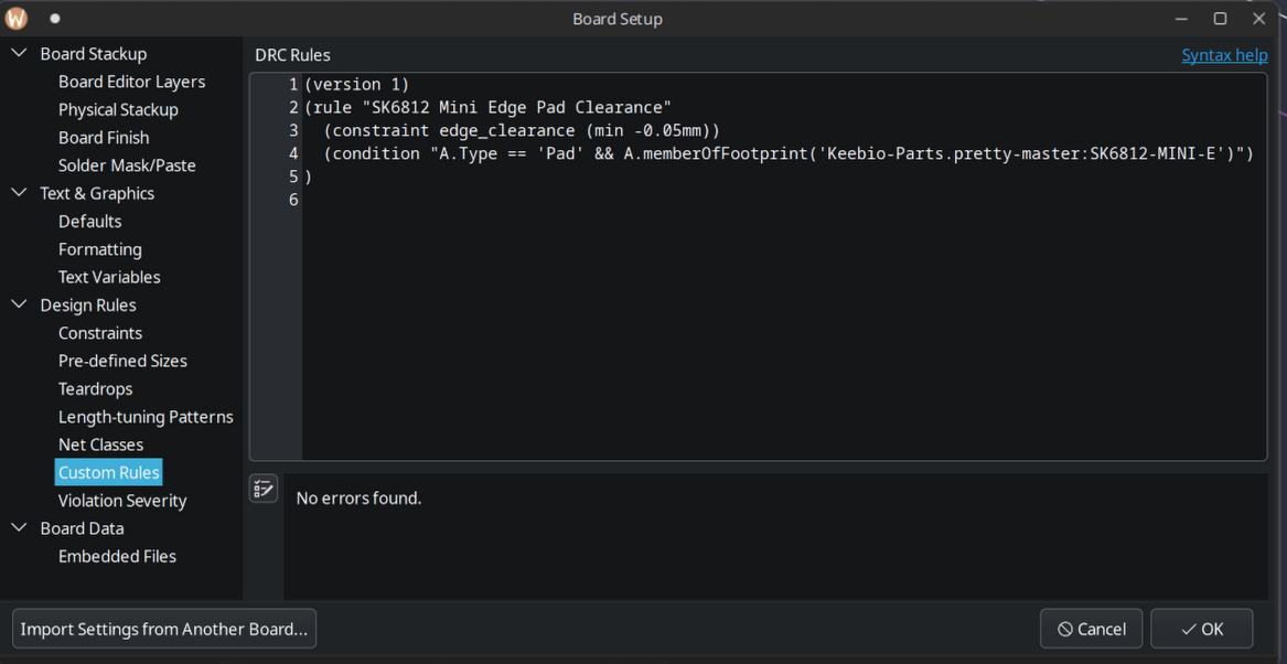 Overriding the error with the led pads being too close to the edge cut