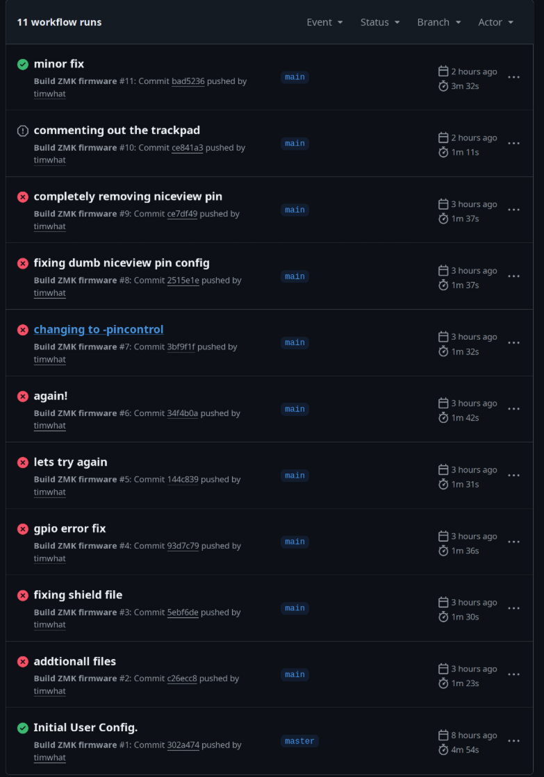 how many commits it took)